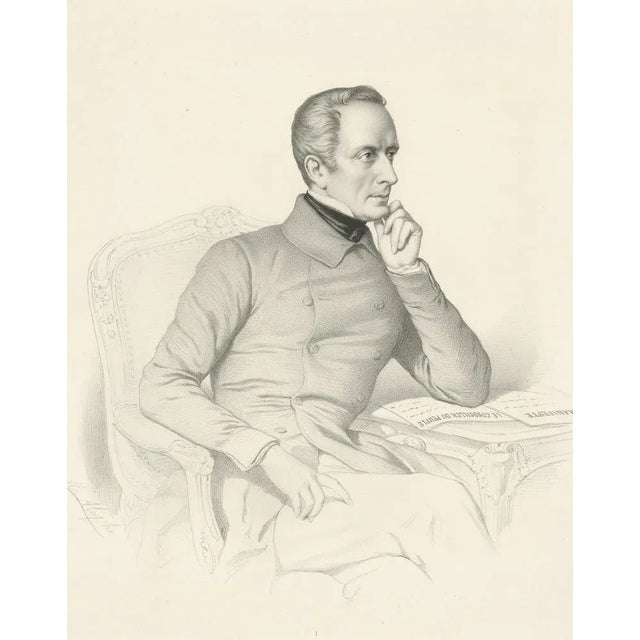 Le Gout-Gérard, Portrait of Alphonse de Lamartine, 19th Century, Lithograph For Sale - Image 5 of 10