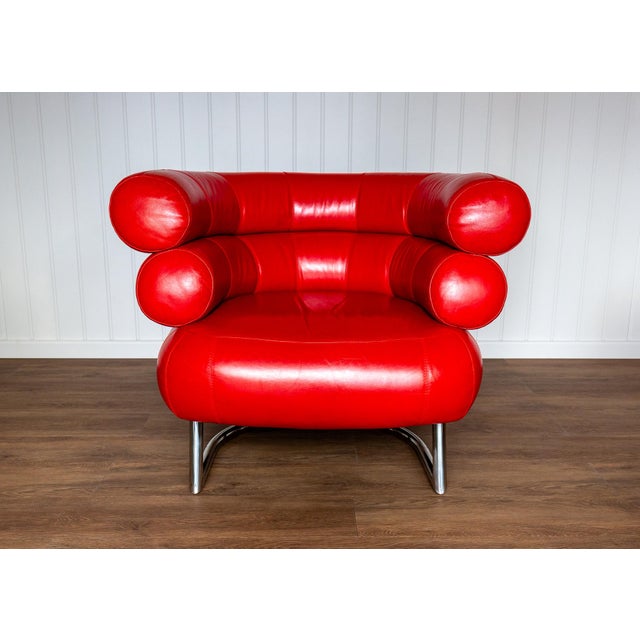 Vintage Red Leather Lounge Chair by Eileen Gray, 1980s For Sale - Image 10 of 18