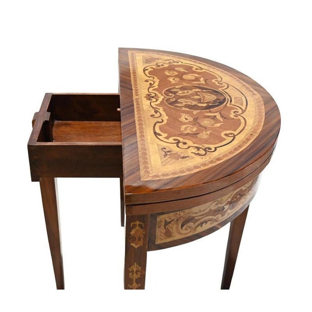Louis XVI French Demi Lune Console Table For Sale - Image 6 of 9