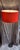 Vintage Brutalist Floor Lamp with Metal Base and Red Fabric Shade, 1970s For Sale - Image 3 of 9