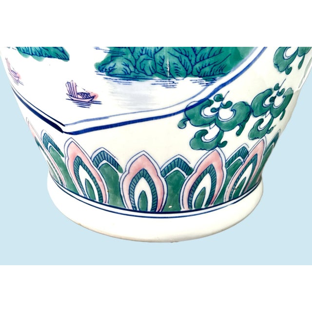 Turquoise Mid-Century Chinoiserie Floor Vase - 2 Feet Tall For Sale - Image 8 of 11