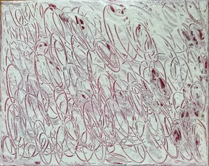 Erin Simon Original Abstract Painting “Twist” (In White and Red) Canvas