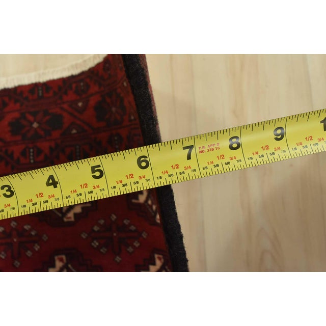 Baloch Rug 3’7” X 6’9” Red Wool Vintage Tribal Hand-Knotted Oriental Carpet For Sale - Image 10 of 12