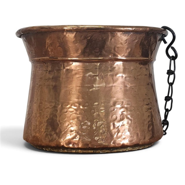 Hand-Hammered Copper Hanging Planter With Forged Iron Chain 12" For Sale In San Francisco - Image 6 of 17