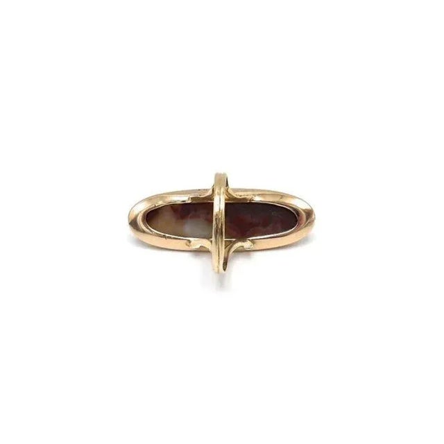 Gold Victorian 18K Gold and Agate Cabochon Ring Size 7 For Sale - Image 8 of 10