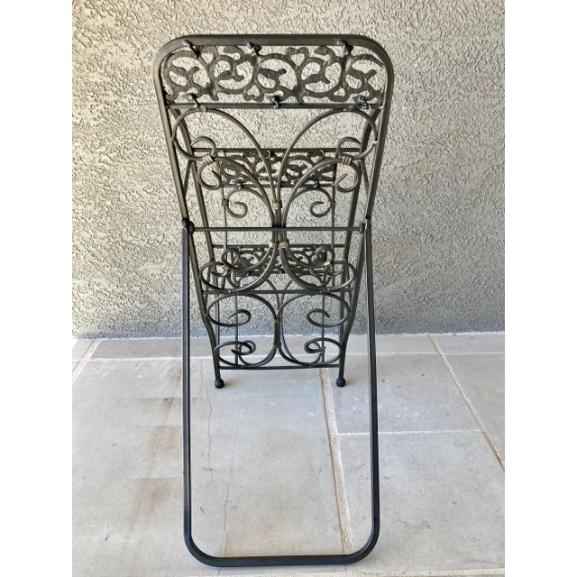 Late 20th-Century Spanish Revival-Inspired Steel & Cast Iron Easel Back Floor Media Stand For Sale - Image 4 of 13