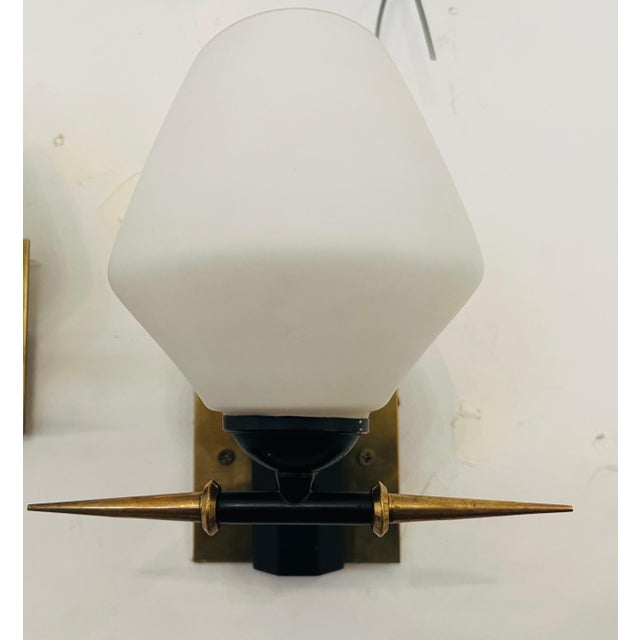 Mid-Century Modern Pair of French 1960s Arlus Wall Lamps For Sale - Image 3 of 8