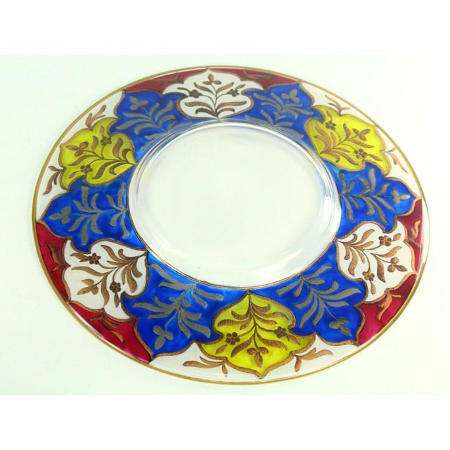 184287 Davis Collamore & Co. New York Enameled Glass Cup & Plate Set