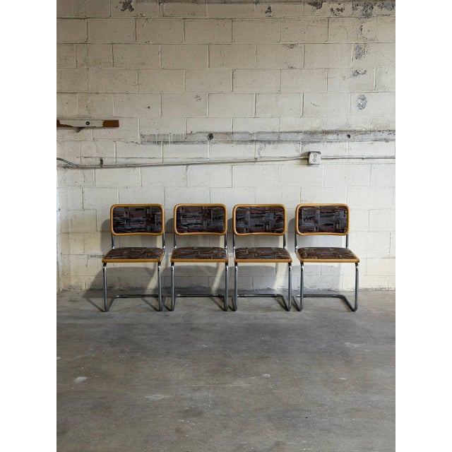 Textile Set of 4 Vintage in Style of Marcel Breuer Cesca Style Cantilever Dining Chairs, Italy For Sale - Image 7 of 8