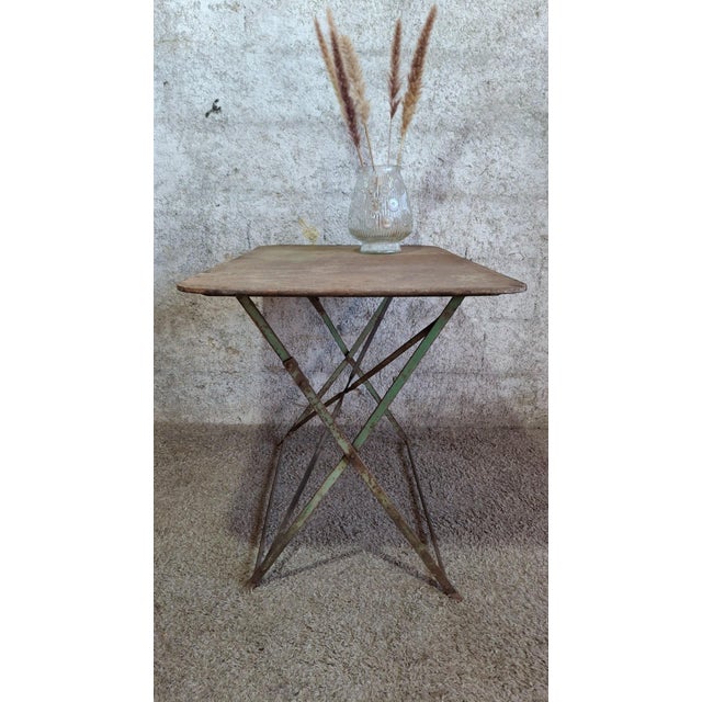Metal Early 20th Century Iron Folding Bistro Garden Table For Sale - Image 7 of 9