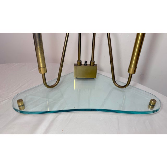 Vintage Mid Century Modern Fontana Arte Glass and Brass Triangular Lamp For Sale - Image 13 of 14