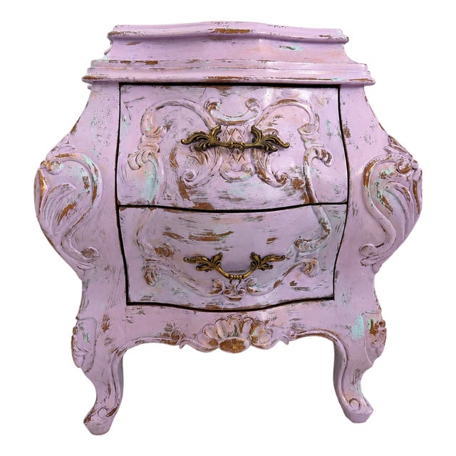 Original Hand Refinished Bombay Chest / Nightstand — French Provincial Style — Maison Martine For Sale
