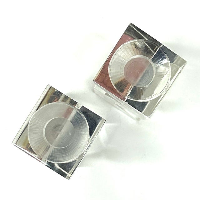 Plastic Postmodern Lucite Candle Holders Circa 1970s - A Pair For Sale - Image 7 of 7