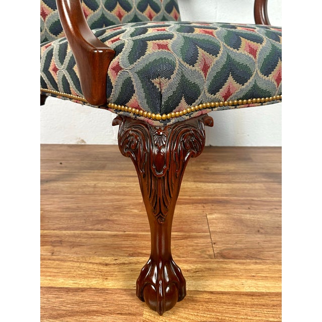 Late 20th Century Southwood Ball & Claw Chippendale Mahogany Armchairs With Nailheads - Pair For Sale - Image 9 of 10