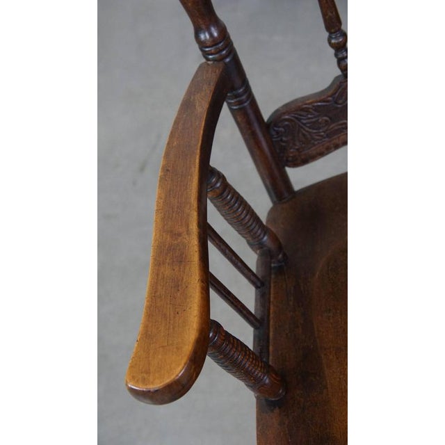 Wood English Bar Chair with Wood Carvings For Sale - Image 7 of 12