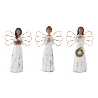 Modern Angel Figurines withGold Metal Wings (Set of 6) For Sale