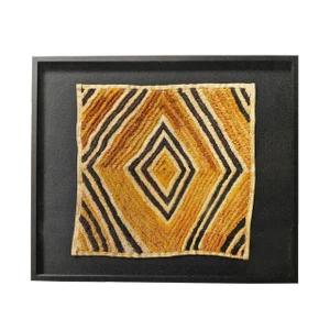 Vintage Framed Shoowa Tribal African Grass Textile