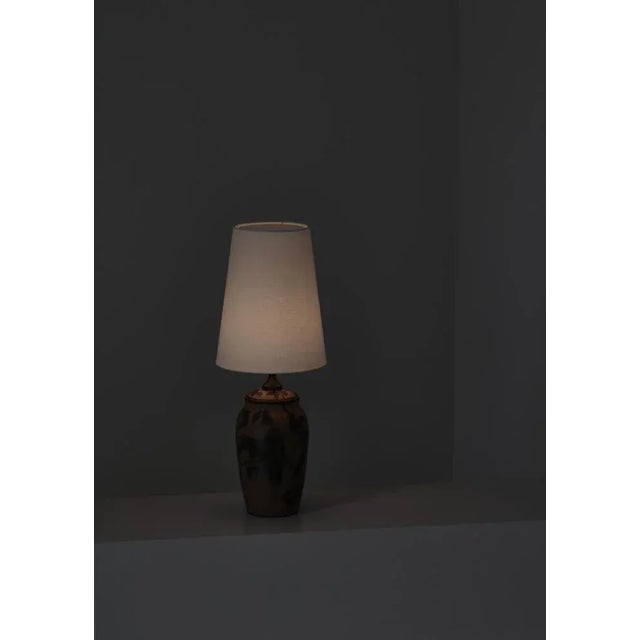 Ceramic Art Nouveau Ceramic Table Lamp Hand Decorated with Parrots, Denmark, 1930s For Sale - Image 7 of 12