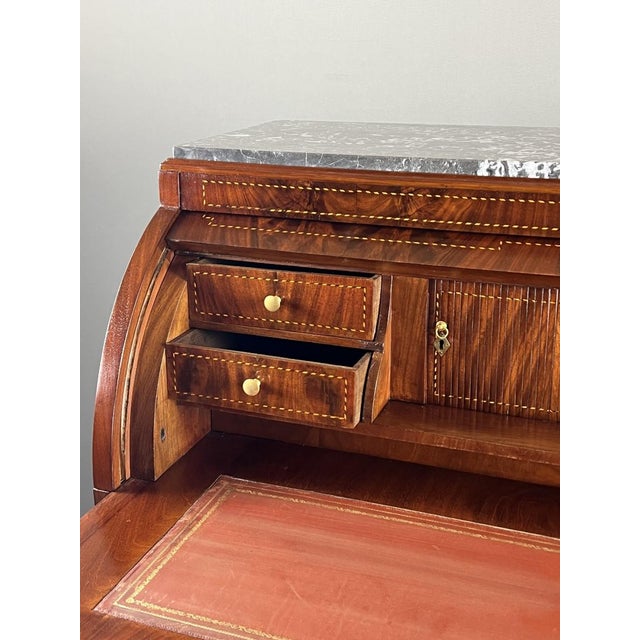 19th Century 19th Century Louis XVI Style Mahogany Drop-Front Secretary For Sale - Image 5 of 10