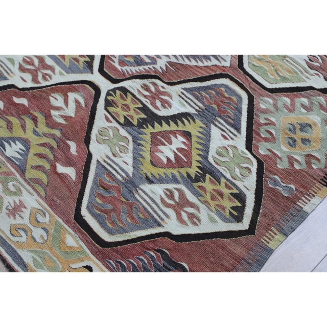1960s Southwestern Style Handmade Oushak Area Kilim Rug For Sale In Sacramento - Image 6 of 12