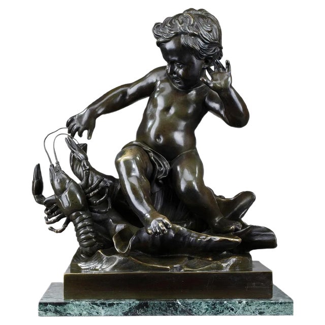 Bronze Sculpture, Child Pinched by a Crayfish in the style of Jean-Baptiste Pigalle For Sale