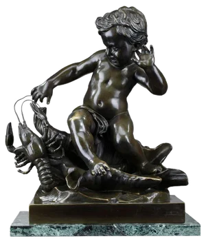 Bronze Sculpture, Child Pinched by a Crayfish in the style of Jean-Baptiste Pigalle
