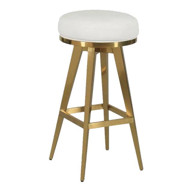 Capri Bar Stool, Satin Brass Finish For Sale