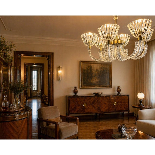Murano Glass Chandelier attributed to Ercole Barovier, 1940s For Sale - Image 3 of 18