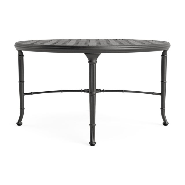 Contemporary Brown Jordan Calcutta 36" Round Cast Top Chat Table, Textured Pewter frame For Sale - Image 3 of 11