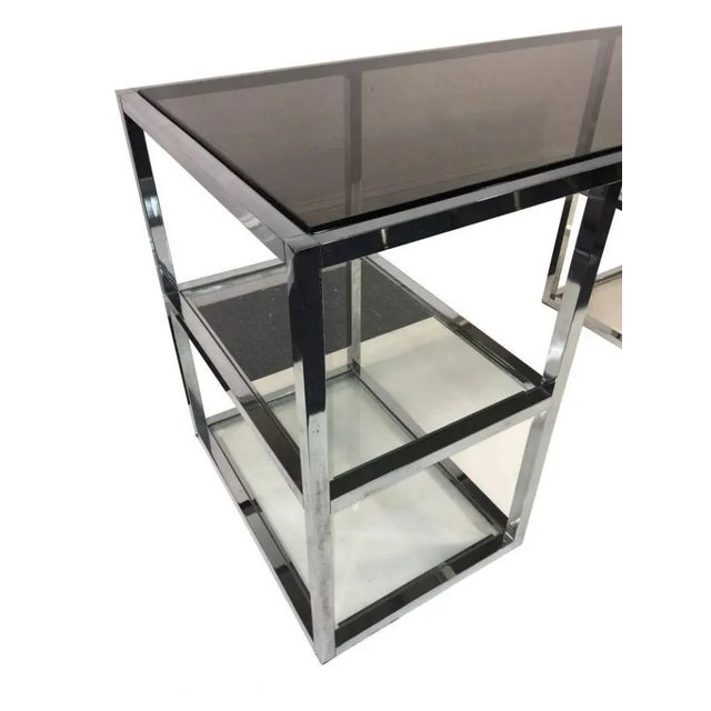 Romeo Rega Romeo Rega Modern Chrome and Glass Desk For Sale - Image 4 of 6