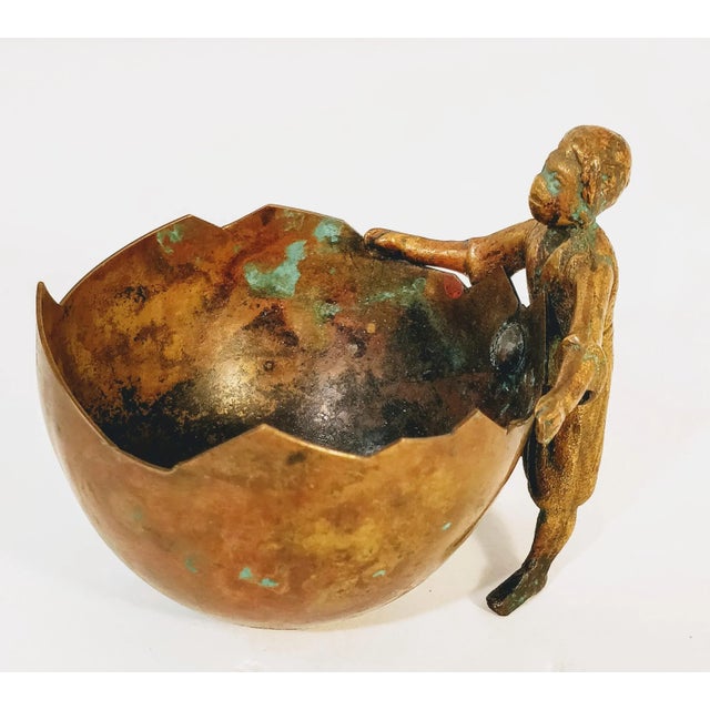 Vintage Bronze Metal Figurine Basket For Sale - Image 13 of 13