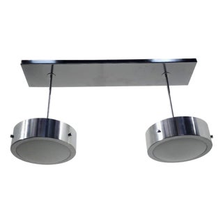 21st Century Italian Double Uno Band Glossy White Murano Glass and Satin Chrome Flush Mount by Fabio LTD For Sale