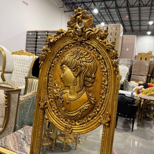 French Baroque Style Gold Woman Floor Mirror For Sale - Image 4 of 8