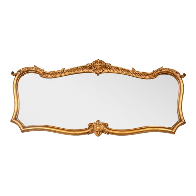 Antique Italian Rococo Louis XV Carved Giltwood Framed Wall Mirror, Circa 1900 For Sale