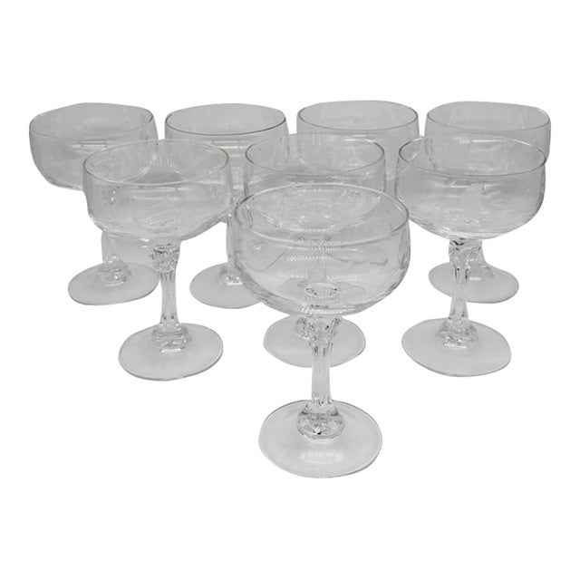 Vintage Princess House Champagne/Coupe Glasses Heritage Pattern Set of 8 Glasses For Sale