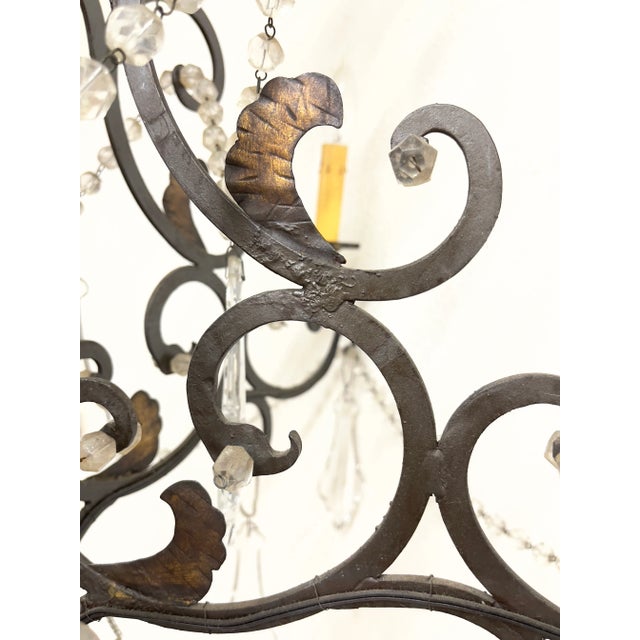 Black Vintage Iron Chandelier For Sale - Image 8 of 13