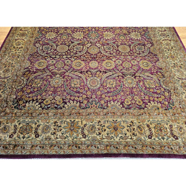 Vintage Oversize Kerman Design Rug in Royal Purple, Green, Cream, Gold, Blue For Sale - Image 10 of 15