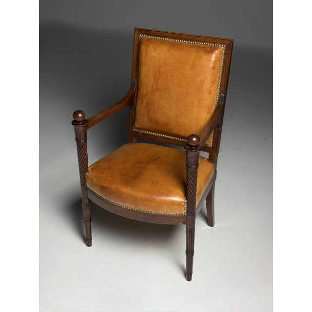 French Armchair in Leather, 19th Century For Sale - Image 3 of 18