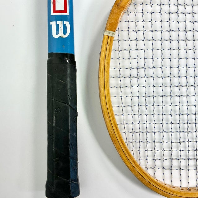 Vintage Americana Boho Chic Chris Evert Wood Wilson Tennis Rackets Decorative Objects - Set of 3 For Sale - Image 13 of 14