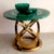 Stunning Tessellated Malachite Round Dining Table With Brass Base, Made in Italy For Sale In Miami - Image 6 of 15