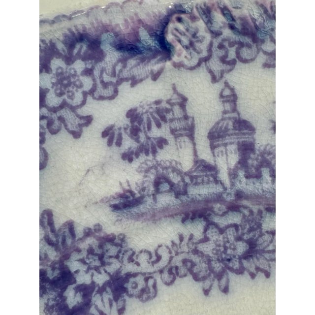 Late 19th Century Antique New Wharf London Lavender & White English Garden Plate – Rare 9” English Transferware For Sale - Image 5 of 7