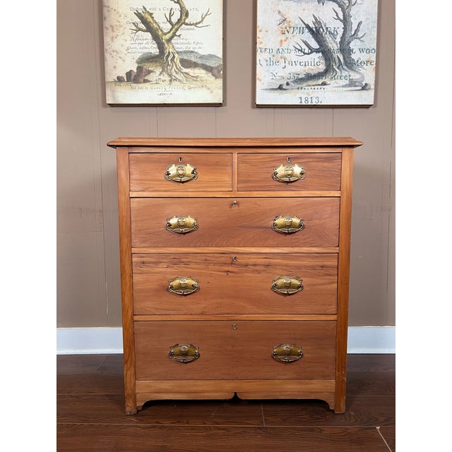 English Antique English Country Pine Chest of Drawers 5 Drawer Dresser C1920 For Sale - Image 3 of 18