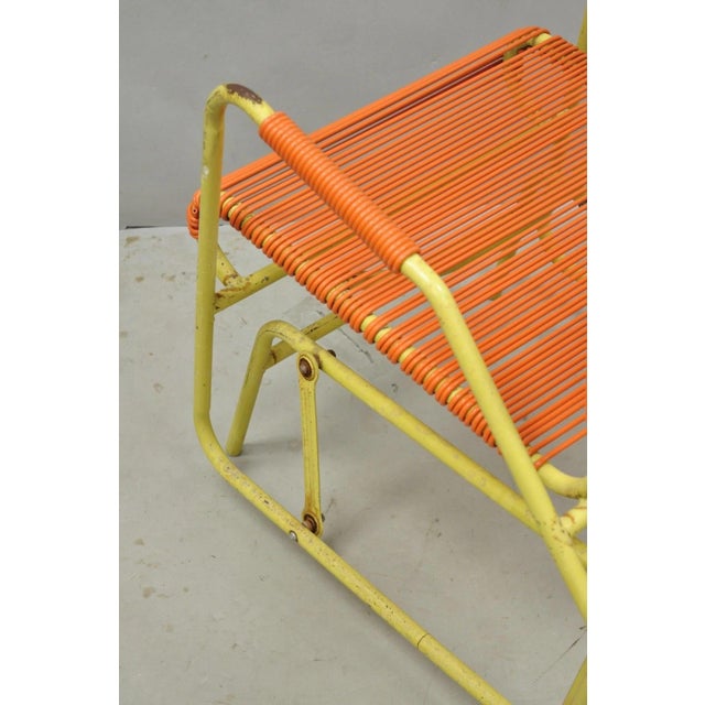 Vintage Mid Century Modern Orange Vinyl Spaghetti Strap Glider Lounge Chair For Sale - Image 13 of 18
