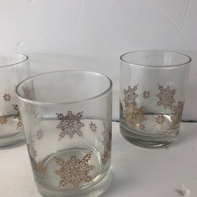 1980s Culver Gold Snowflake Glasses - Set of 4 For Sale - Image 5 of 6