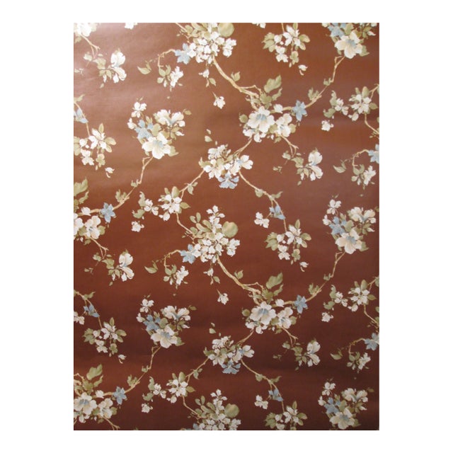 Vintage 1980s Brown Floral Wallpaper For Sale