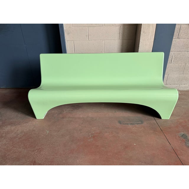Mid-Century Large Mint Green Fibreglass Garden Bench, 1960s For Sale - Image 4 of 9