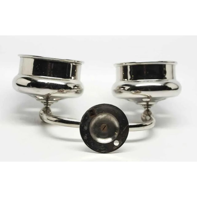 Metal Late 20th Century Nickel Over Brass Double Arm Wall Mount Cup Holder For Sale - Image 7 of 7
