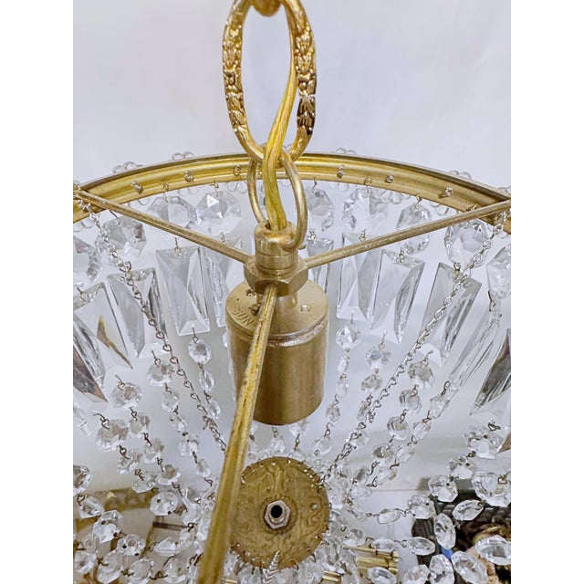 Vintage Hollywood Regency Crystal Basket Chandelier For Sale - Image 9 of 10