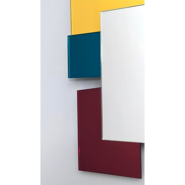Blue Asymmetrical Colored Mirror in the style of Ettore Sottsass, 1980s For Sale - Image 8 of 12