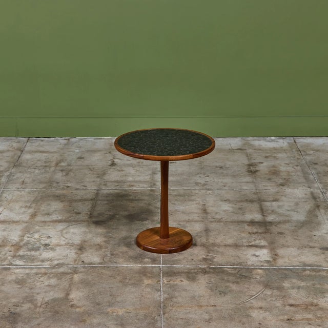 Wood Gordon & Jane Martz Mosaic Black Coin Tile Side Table For Sale - Image 7 of 15